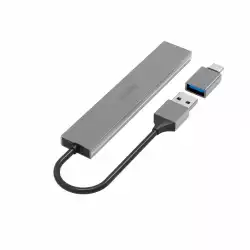 HAMA USB хъб, 4 порта, USB 3.2 Gen 1, 5 Gbit/s, ултратънък, вкл. USB-C адаптер