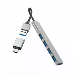 HAMA USB хъб, 4 порта, USB 3.2 Gen 1, 5 Gbit/s, ултратънък, вкл. USB-C адаптер