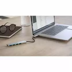HAMA USB хъб, 4 порта, USB 3.2 Gen 1, 5 Gbit/s, ултратънък, вкл. USB-C адаптер