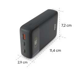 HAMA Външна батерия "PD20-W20", 20000 mAh, 3 изхода: 2 x USB-C, USB-A, Бързо зареждане