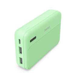 HAMA Външна батерия "Pocket 10", 10000 mAh, Изходи: 2x USB-A, зелена