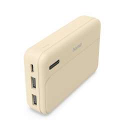 HAMA Външна батерия "Pocket 10", 10000 mAh, Изходи: 2x USB-A, бежов