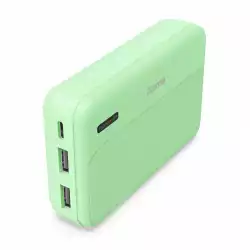 HAMA Външна батерия "Pocket 10", 10000 mAh, Изходи: 2x USB-A, зелена