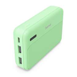 HAMA Външна батерия "Pocket 10", 10000 mAh, Изходи: 2x USB-A, зелена                          