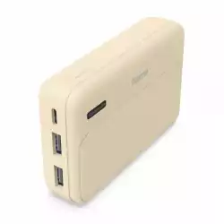 HAMA Външна батерия "Pocket 10", 10000 mAh, Изходи: 2x USB-A, бежов