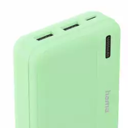 HAMA Външна батерия "Pocket 10", 10000 mAh, Изходи: 2x USB-A, зелена