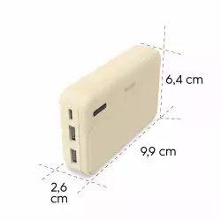 HAMA Външна батерия "Pocket 10", 10000 mAh, Изходи: 2x USB-A, бежов