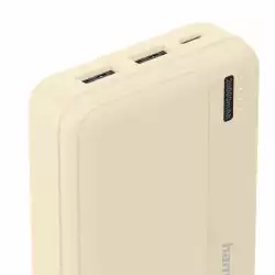 HAMA Външна батерия "Pocket 20", 20000 mAh, Изходи: 2x USB-A, бежов