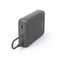 HAMA Външна батерия „Travel“ с кабел, 10000mAh, 2 изхода: 2x USB-C, антрацит