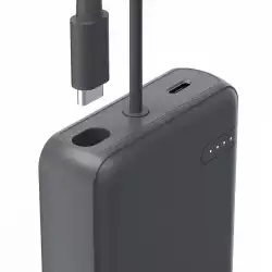 HAMA Външна батерия „Travel“ с кабел, 10000mAh, 2 изхода: 2x USB-C, антрацит