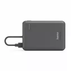 HAMA Външна батерия „Travel“ с кабел, 10000mAh, 2 изхода: 2x USB-C, антрацит