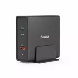 HAMA Зарядна станция 140W, USB-C, 3 порта, GaN, Power Delivery (PD)