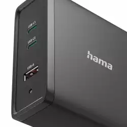 HAMA Зарядна станция 140W, USB-C, 3 порта, GaN, Power Delivery (PD)
