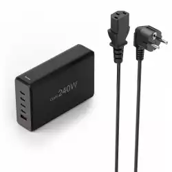 HAMA Зарядна станция 240 W, GaN, Fast Charger, 4 x USB-C, 1 x USB-A, PD