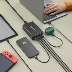 HAMA Зарядна станция 240 W, GaN, Fast Charger, 4 x USB-C, 1 x USB-A, PD