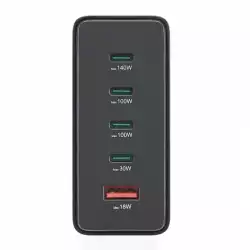 HAMA Зарядна станция 240 W, GaN, Fast Charger, 4 x USB-C, 1 x USB-A, PD