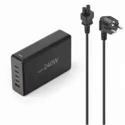 HAMA Зарядна станция 240 W, GaN, Fast Charger, 4 x USB-C, 1 x USB-A, PD