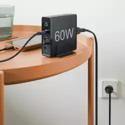 HAMA Зарядна станция 4 порта, 60W, 2 x USB-C, 2 x USB-A, PD, Fast Charge