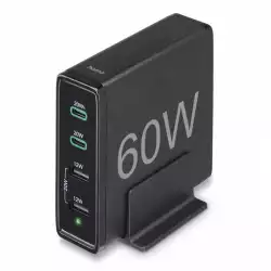 HAMA Зарядна станция 4 порта, 60W, 2 x USB-C, 2 x USB-A, PD, Fast Charge