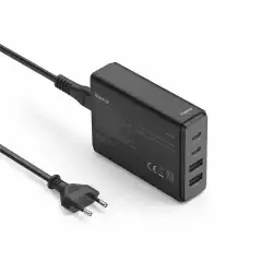 HAMA Зарядна станция 65 W, GaN, Fast Charger, 2 x USB-C, 2 x USB-A, PD