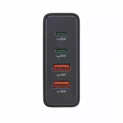 HAMA Зарядна станция 65 W, GaN, Fast Charger, 2 x USB-C, 2 x USB-A, PD