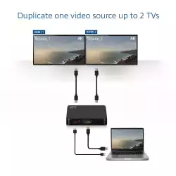 HDMI Сплитер ACT AC7835, 1/2, 4K@@30Hz, USB, Черен