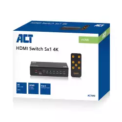 HDMI суич ACT AC7840, 5/1, 3Д, 4K@@30Hz, Черен