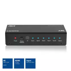 HDMI суич ACT AC7840, 5/1, 3Д, 4K@@30Hz, Черен