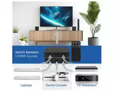 HDMI суич ACT AC7841, 5/1, 3D, 4K@@60Hz, Черен