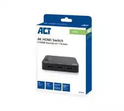 HDMI суич ACT AC7841, 5/1, 3D, 4K@@60Hz, Черен