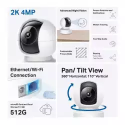 IP камера куполна TP-Link Tapo C222, 2560x1440@@30fps, Pan/Tilt, H.264, microSD, Wi-Fi, аудио, RJ-45