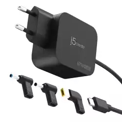 j5create Зарядно 67W GaN PD USB-C® Mini Charger с 4.5 mm 3 вида DC конвертора