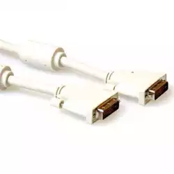 Кабел ACT AK3632, DVI-D мъжко - DVI-D мъжко, 5 м, Бял, Булк                          