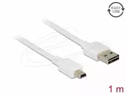 Кабел Delock EASY-USB-A 2.0 мъжко към USB Mini-B мъжко, 1m , бял