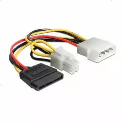 Кабел DeLock Power Molex 4 pin мъжко към SATA 15 pin женско + P4 мъжко, 15 cm Кабел DeLock Power Molex 4 pin мъжко към SATA 15 pin женско + P4 мъжко, 15 cm