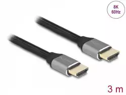 Кабел Delock Ultra High Speed, HDMI мъжко - HDMI мъжко, 48 Gbit/s, 8K 60 Hz, 3 м, Сив                          