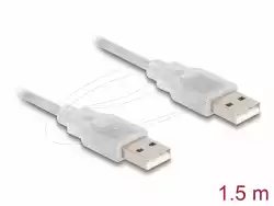 Кабел Delock USB-A мъжко - USB-A мъжко 1.5 m, прозрачен                          