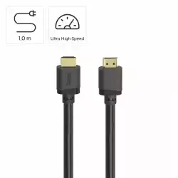 Кабел HDMI - HDMI Ultra HD, 8K, 48 Gbit/s, Ethernet, позл.конектори, 1 м