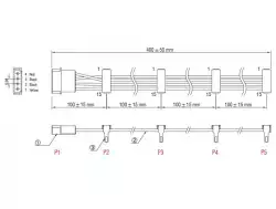 Кабел Power Molex 4 Pin  > 4 x SATA 15 Pin, 40cm