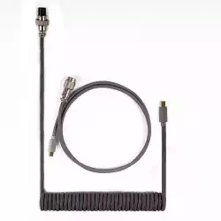 Кабел за клавиатура Keychron Coiled Aviator Custom USB Cable, USB-C - USB-C, Сив                          