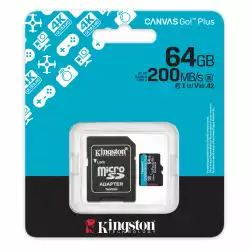 Карта памет Kingston Canvas Go! Plus Gen4 microSDXC 64GB, 200GB/s,Class 10, U3, V30, A2, Адаптер
