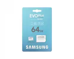 Карта памет Samsung EVO Plus, microSDXC, UHS-I, 64GB, Адаптер