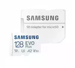 Карта памет Samsung EVO Plus, microSDXC, UHS-I, 128GB, Адаптер
