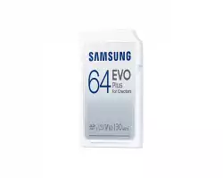 Карта памет Samsung EVO Plus, SD Card, 64GB, Бяла                          