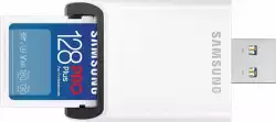 Карта памет Samsung PRO Plus, SD Card, 128GB, USB Четец, Бяла