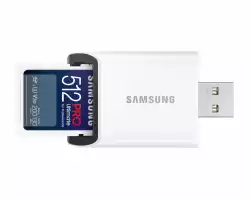 Карта памет Samsung PRO Ultimate Full-Size, SDXC UHS-I, 512GB, U3, V30, USB Адаптер