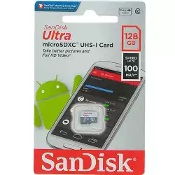 Карта памет SANDISK Ultra microSDXC UHS-I, 128GB, Class 10, 100Mb/s                          