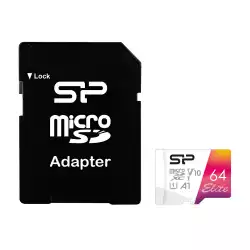 Карта памет Silicon Power Elite Colorful 64GB, microSDXC, Class 10, SD Adapter                          