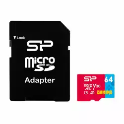 Карта памет Silicon Power Superior Gaming 64GB,microSDHC/SDXC, Class 10, A1, V30, UHS-I U3, SD Adapter                          