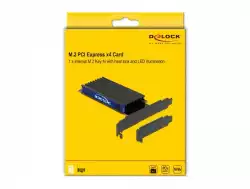 Карта за разширение на слотове Delock, PCI Express x4 към 1 x internal NVMe M.2 Key M, RGB LED, Low Profile